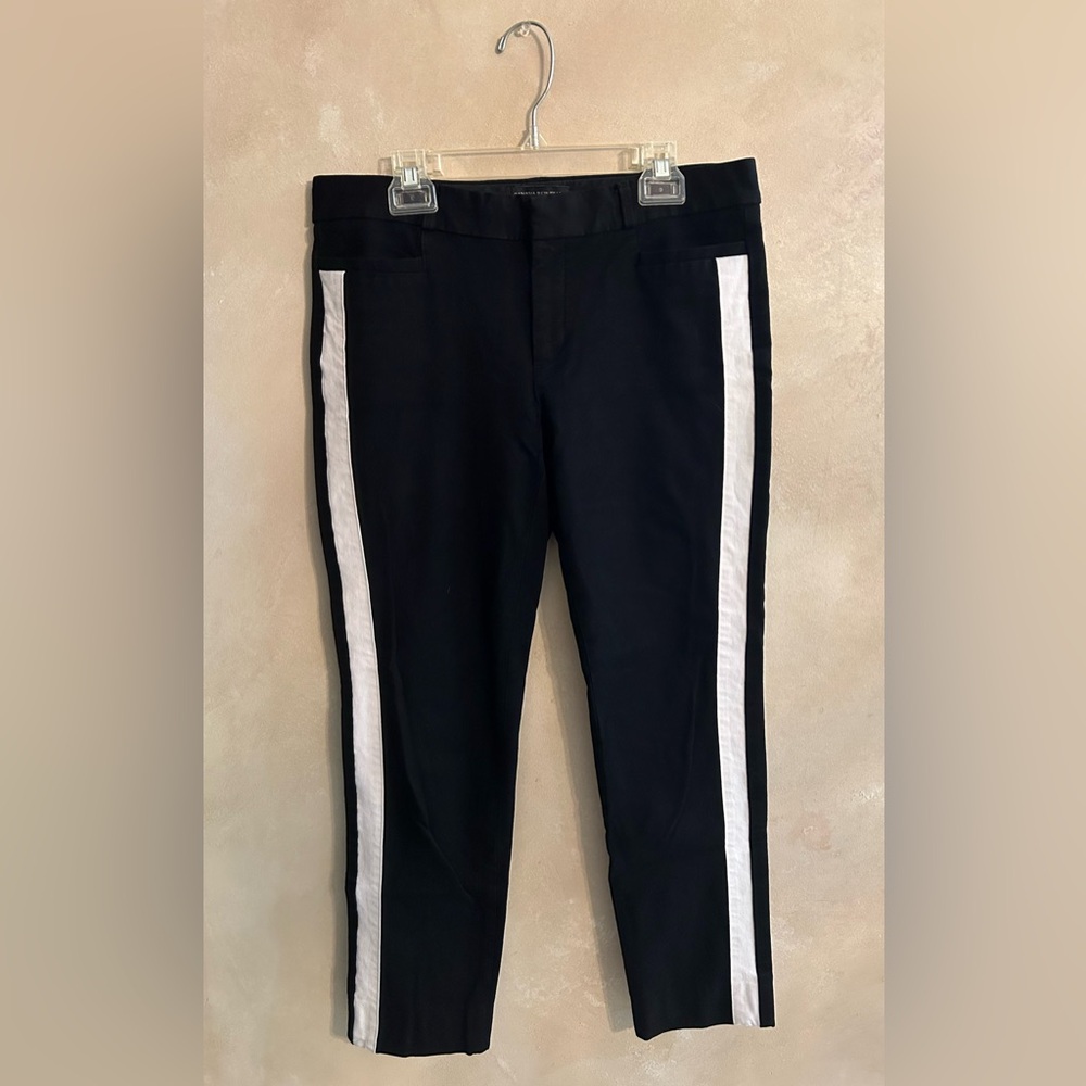 Banana Republic Women’s Black Pants with White Stripes